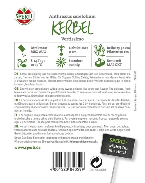 Sperli Kerbel Vertissimo - Kräutersamen