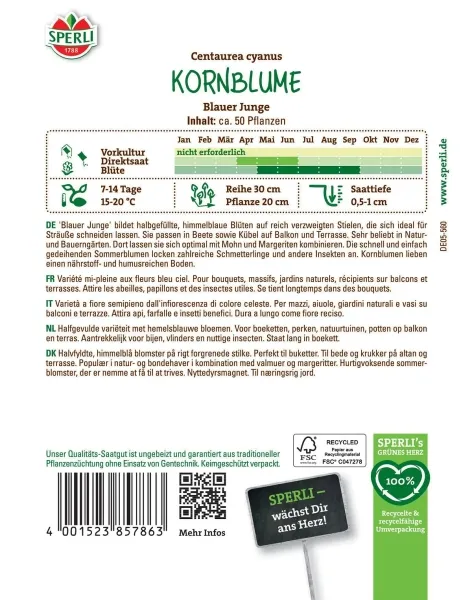 Sperli Kornblumenn Blauer Junge - Blumensamen