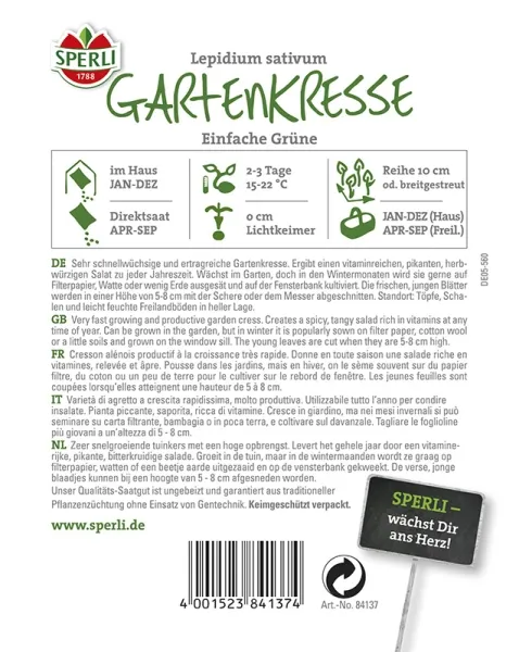 Sperli Kresse Einfache Grüne - Kräutersamen - Kräutersamen