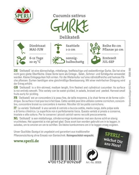Sperli Landgurken Delikateß - Gemüsesamen