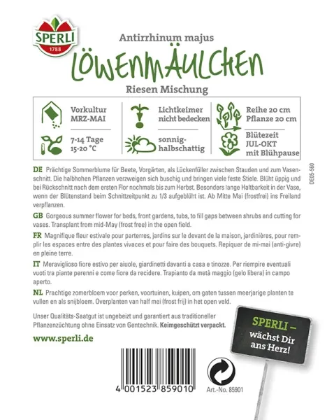 Sperli Löwenmäulchen Riesen Mischung - Blumensamen
