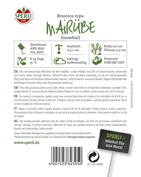 Sperli Mairüben Snowball - Gemüsesamen