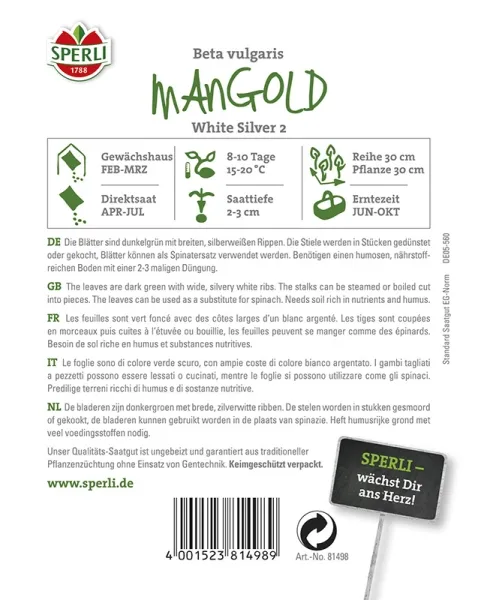 Sperli Mangold White Silver 2 - Gemüsesamen