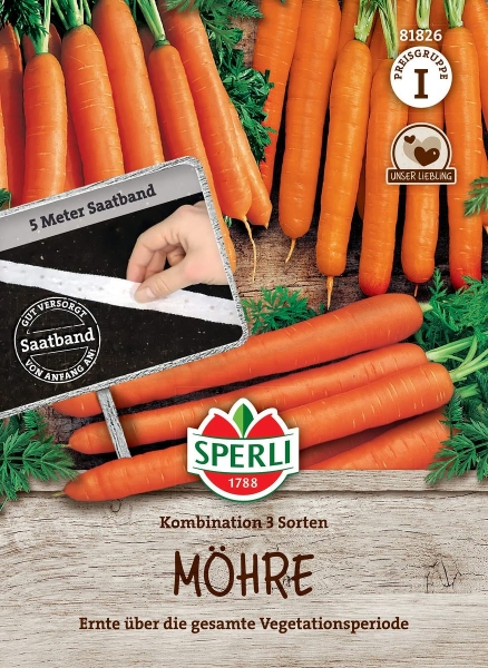 Sperli Möhren Kombination aus 3 Sorten Saatband - Gemüsesamen