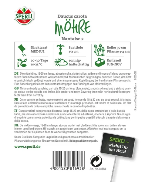 Sperli Möhren Nantaise2 - Gemüsesamen
