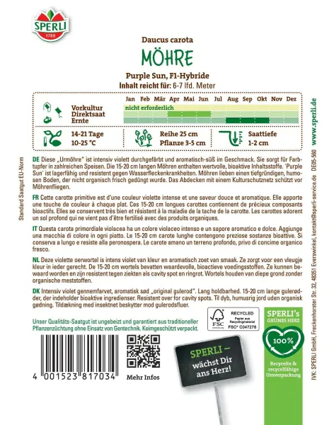 Sperli Möhren Purple Sun - Gemüsesamen
