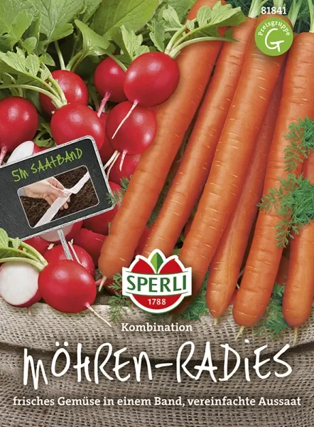 Sperli Möhren-Radies-Kombination Lange Rote Stumpfe ohne Herz 2 & Sora - Gemüsesamen Sperli Möhren-Radies-Kombination Lange Rote Stumpfe ohne Herz 2 & Sora - Gemüsesamen