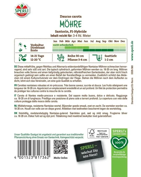 Sperli Möhren Santorin F1 - Hybride - Gemüsesamen