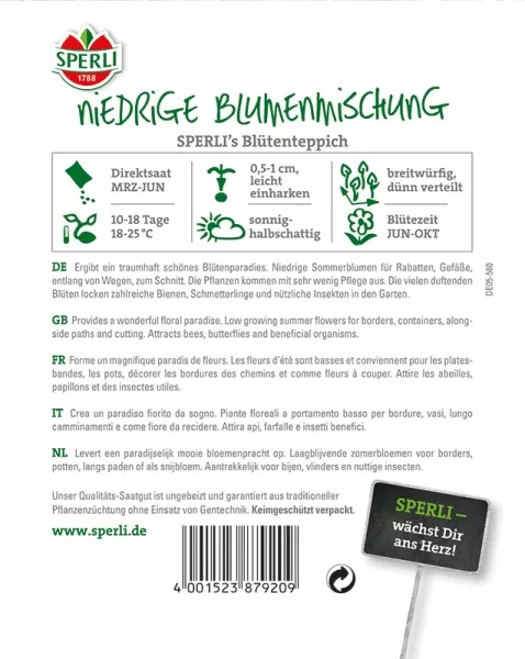 Sperli Niedrige Blumenmischung Blütenteppich - Blumensamen