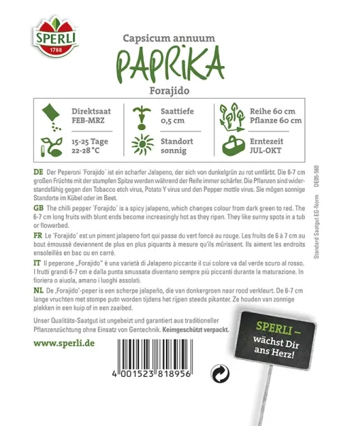 Sperli Paprika Forajido - Gemüsesamen