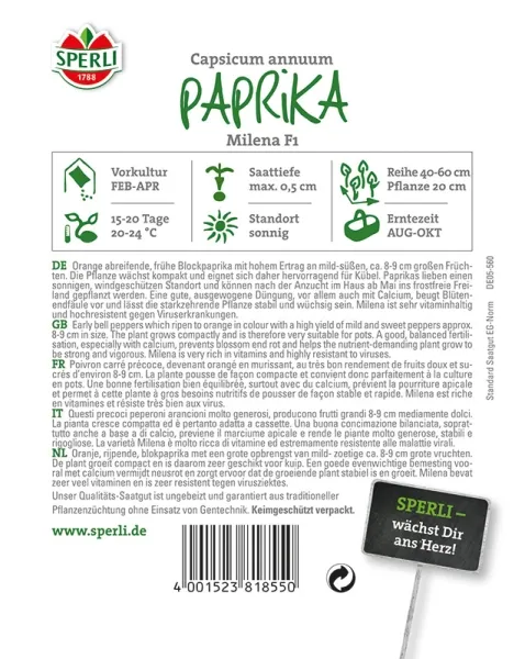 Sperli Paprika Milena F1 - Gemüsesamen