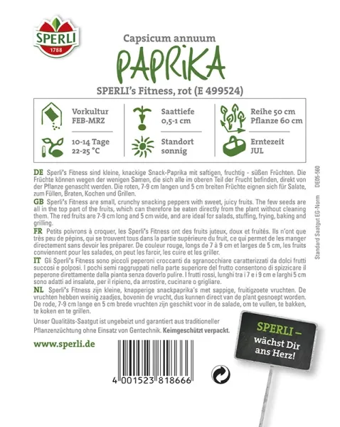 Sperli Paprika SPERLI´s Fitness rot F1 - Gemüsesamen