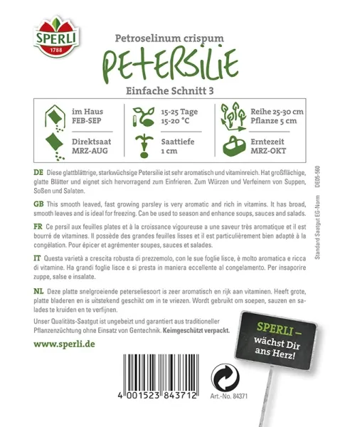 Sperli Petersilie Einfache Schnitt 3 - Kräutersamen