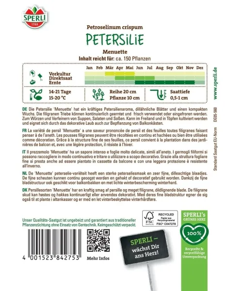 Sperli Petersilie Menuette - Kräutersamen