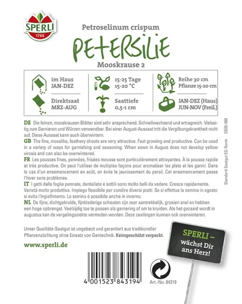 Sperli Petersilie Mooskrause 2 - Kräutersamen