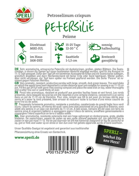 Sperli Petersilie Peione - 5 Saatscheiben - Kräutersamen