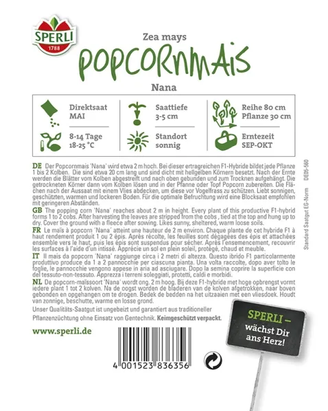 Sperli Popcorn-Mais Nana - Gemüsesamen