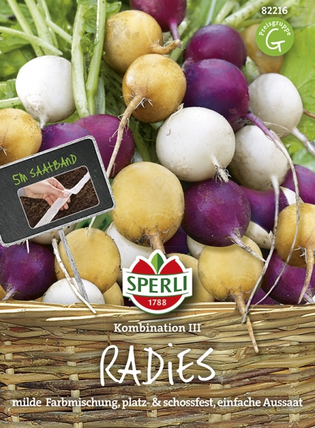 Sperli Radieschen Kombination III - Zlata, Viola, Albena - Saatband - Gemüsesamen
