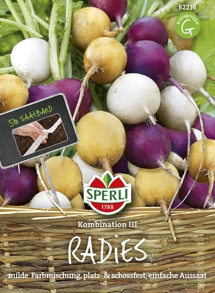 Sperli Radieschen Kombination III - Zlata, Viola, Albena - Saatband - Gemüsesamen Sperli Radieschen Kombination III - Zlata, Viola, Albena - Saatband - Gemüsesamen
