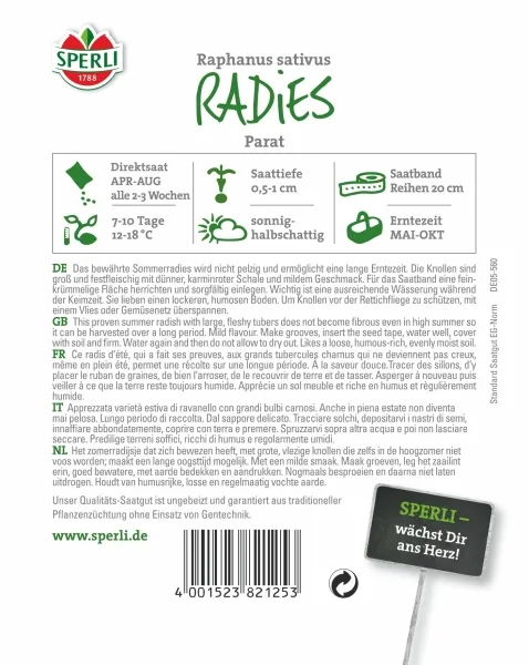 Sperli Radieschen Parat Saatband - Gemüsesamen