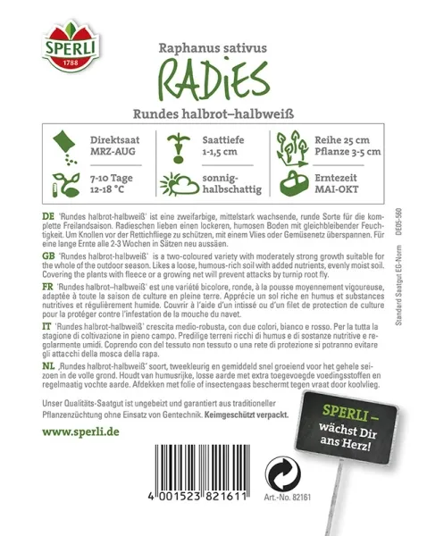 Sperli Radieschen Rundes halbrot-halbweiss - Gemüsesamen