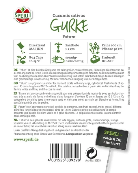 Sperli Riesen - Schälgurken Fatum - Gemüsesamen