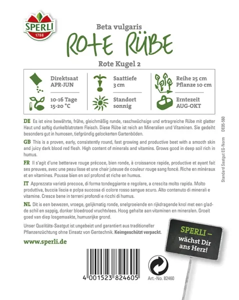 Sperli Rote Bete Rote Kugel 2 - Gemüsesamen