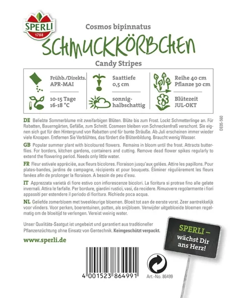Sperli Schmuckkörbchen / Kosmee Candy Stripes - Blumensamen