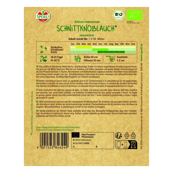 Sperli Schnittknoblauch Samen - 1 Portion