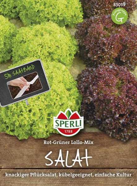 Sperli Schnittsalate Rot - Grüner - Lollo - Mix Saatband - Gemüsesamen