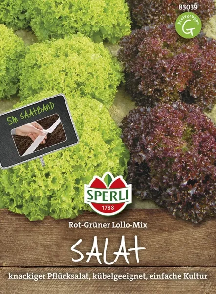 Sperli Schnittsalate Rot - Grüner - Lollo - Mix Saatband - Gemüsesamen