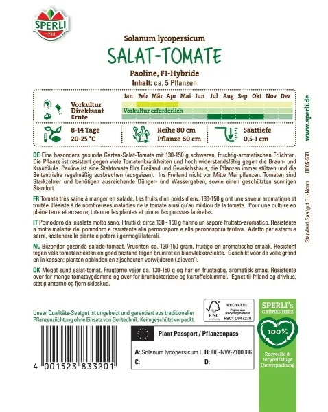 Sperli Tomaten Salattomate Paoline F1 - Hybride - Gemüsesamen