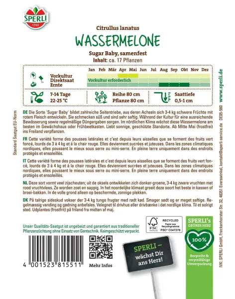 Sperli Wassermelonen Sugar Baby - Obstsamen
