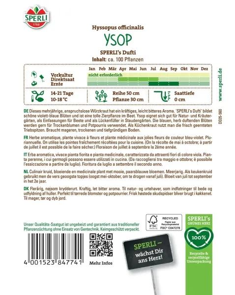 Sperli Ysop SPERLI´s Dufti - Blumen- / Kräutersamen