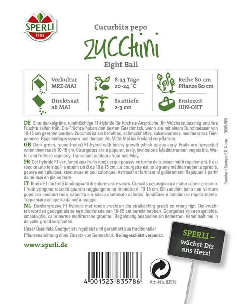 Sperli Zucchini Eight Ball F1 - Gemüsesamen