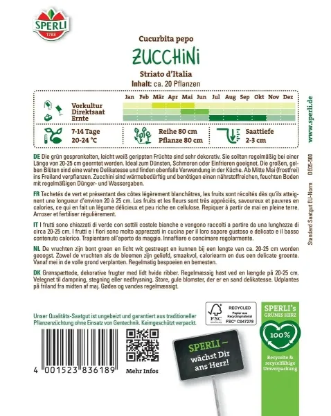 Sperli Zucchini Striato d’Italia - Gemüsesamen
