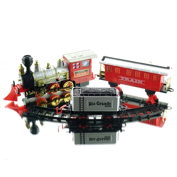 Spielzeug Eisenbahn Lok 2 Waggons & Schienenoval Licht & Geräusche - Kunststoff Spielzeug Eisenbahn Lok 2 Waggons & Schienenoval Licht & Geräusche - Kunststoff