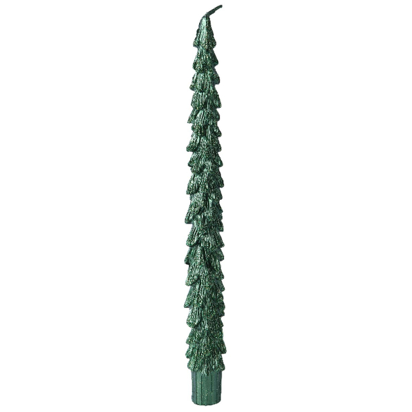 Spitzkerzen Tannenbaum Grün mit Glitter Ø 2,1 cm Höhe 25 cm -  2 Stück