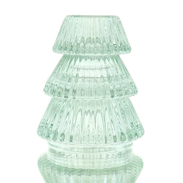 Stabkerzenhalter Baumform Hellgrün Ø 6,4 cm Höhe 7,8 cm - Glas