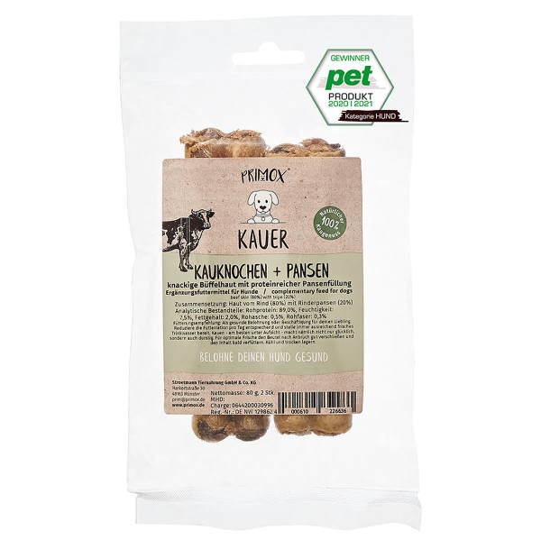 Stroetmann PRIMOX® Kauknochen mit Pansenfüllung 80 g  - Hundefutter
