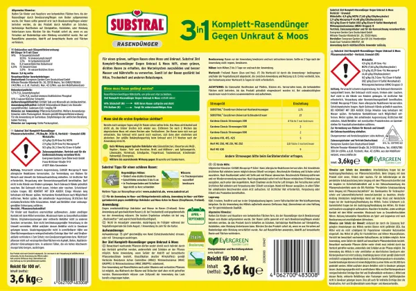 SUBSTRAL® 3in1 Komplettrasendünger - 3,6 kg