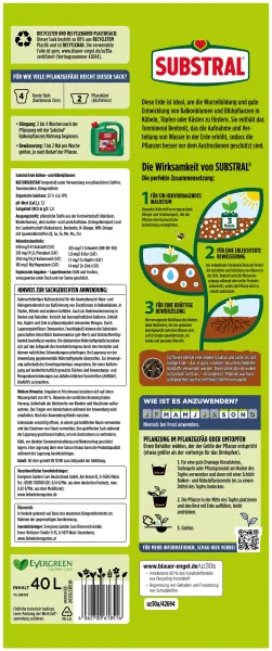 SUBSTRAL® Balkon- und Kübelpflanzenerde torffrei - 40 Liter
