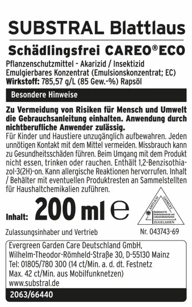SUBSTRAL® Blattlaus Schädlingsfrei Careo ECO Konzentrat - 200 ml