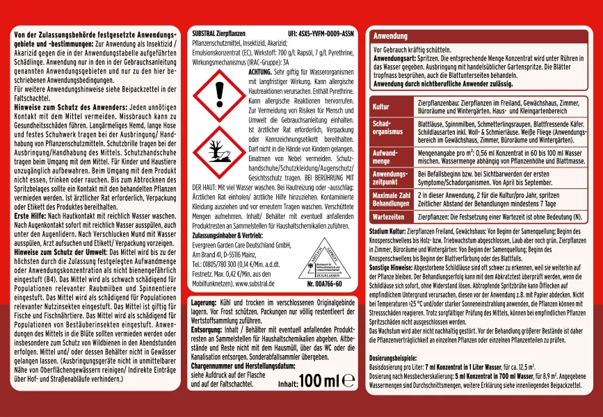 SUBSTRAL® CAREO® Zierpflanzen Schädlingsfrei EXPRESS Konzentrat - 100 ml