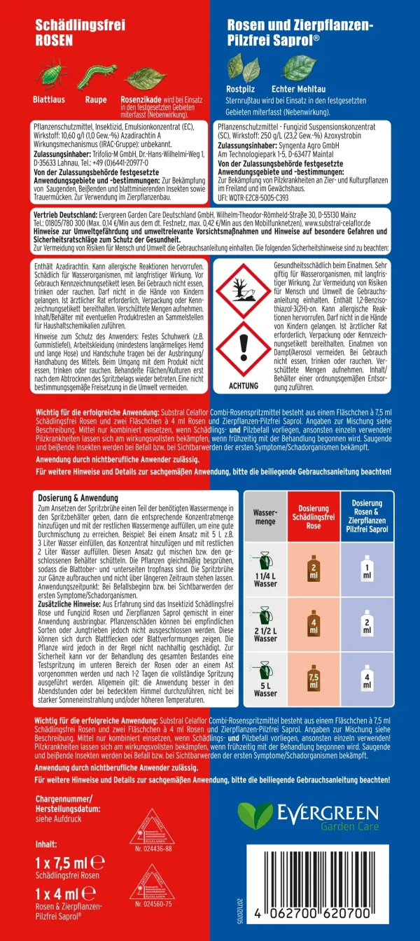 SUBSTRAL® CELAFLOR® Combi-Rosen-Spritzmittel 1 x 7,5 ml & 1 x 4 ml