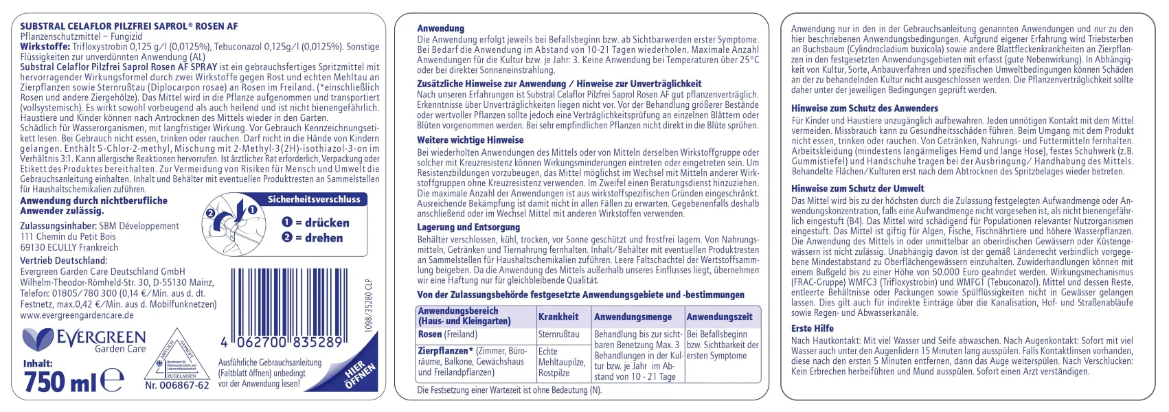 SUBSTRAL® CELAFLOR® Pilzfrei Saprol® Rosen AF anwendungsfertig - 750 ml