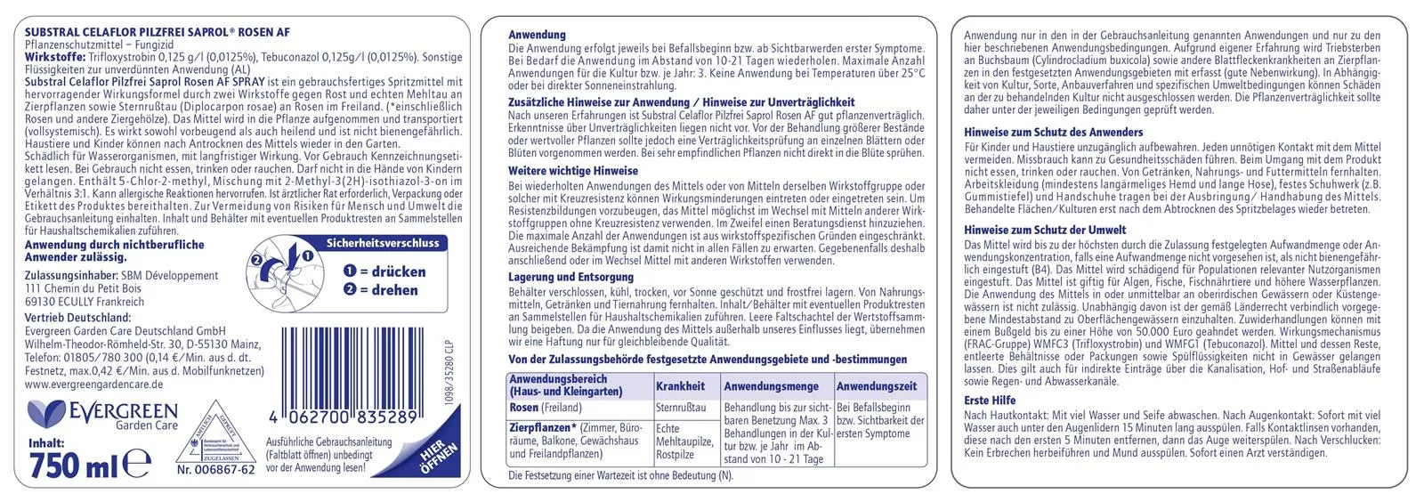 SUBSTRAL® CELAFLOR® Pilzfrei Saprol® Rosen AF anwendungsfertig - 750 ml x 3