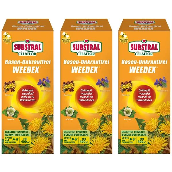 SUBSTRAL® CELAFLOR® Rasen-Unkrautfrei WEEDEX für bis zu 400 m² - 400 ml x 3 SUBSTRAL® CELAFLOR® Rasen-Unkrautfrei WEEDEX für bis zu 400 m² - 400 ml x 3