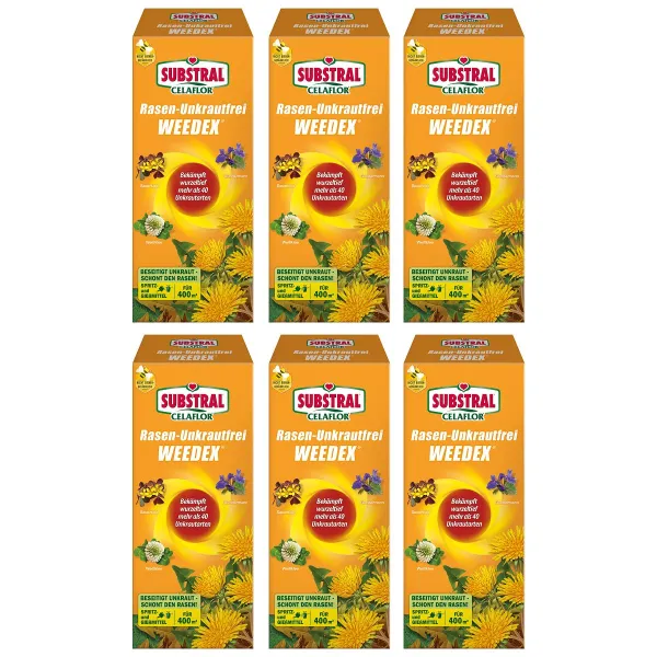 SUBSTRAL® CELAFLOR® Rasen-Unkrautfrei WEEDEX für bis zu 400 m² - 400 ml x 6