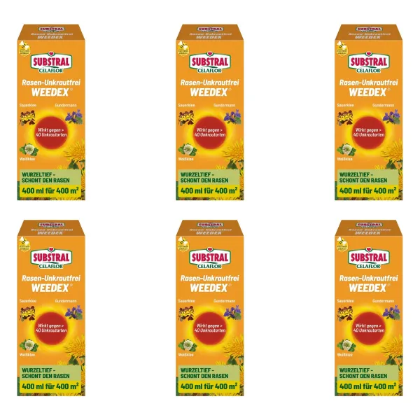 SUBSTRAL® CELAFLOR® Rasen-Unkrautfrei WEEDEX für bis zu 400 m² - 400 ml x 6